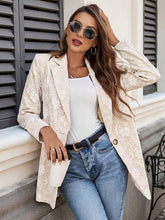 Aurohaya Women’s Floral Jacquard Blazer Long Sleeve Casual Office Jacket